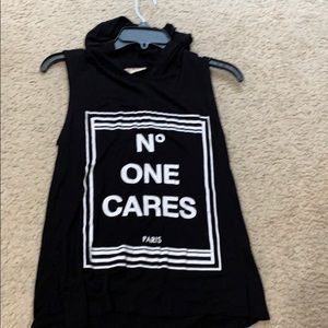 “No one cares” top with hood